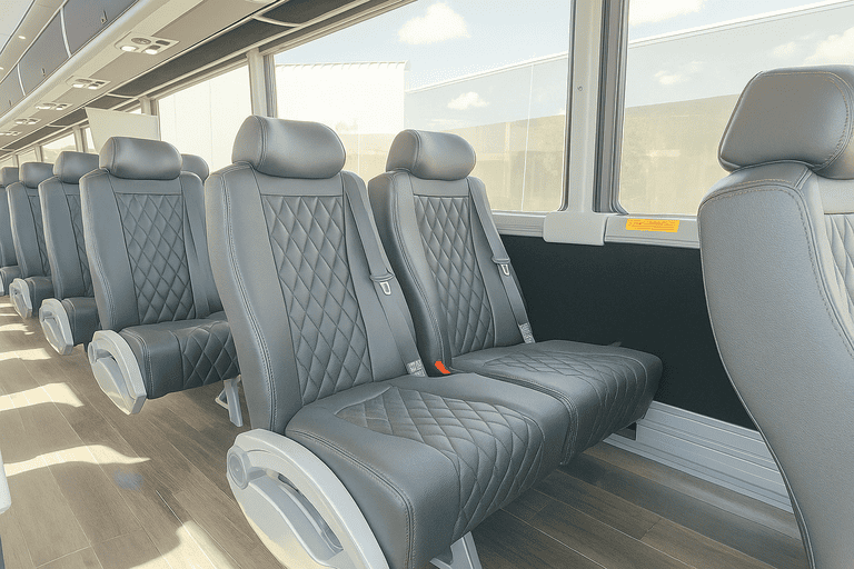 interior of New Braunfels Shuttle Bus Rentals charter bus